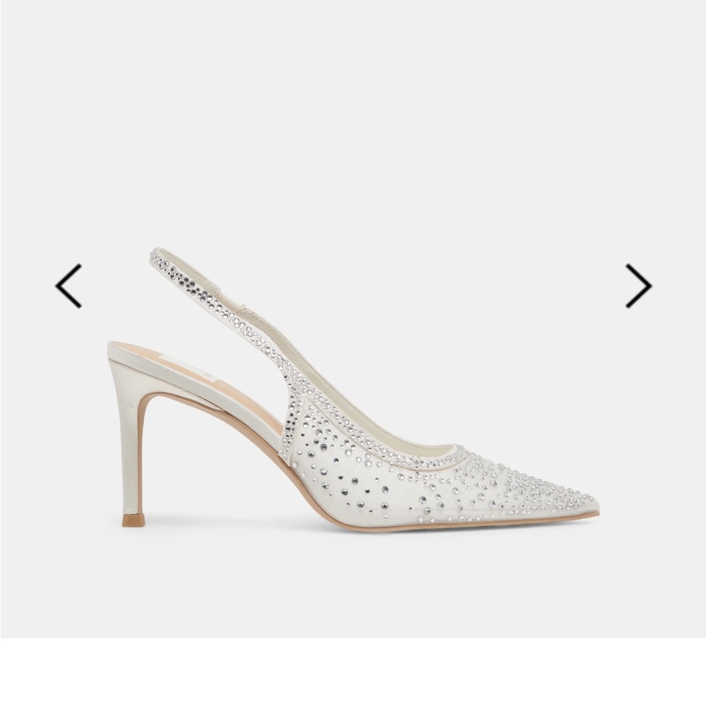 Dolce Vita Kaye Crystal Heels White Mesh